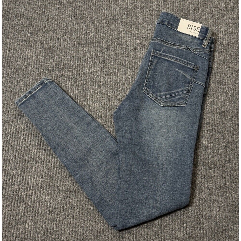 RISE Supply Co Mid Rise Skinny Jeans Women Size 7/28 Stretch Blue Denim NEW